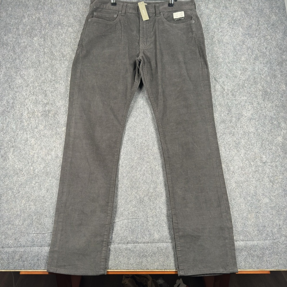 J.Crew Pants Mens 33x32 Gray 770 Stretch Corduroy Slim Straight 5 Pocket Casual - Picture 2 of 16